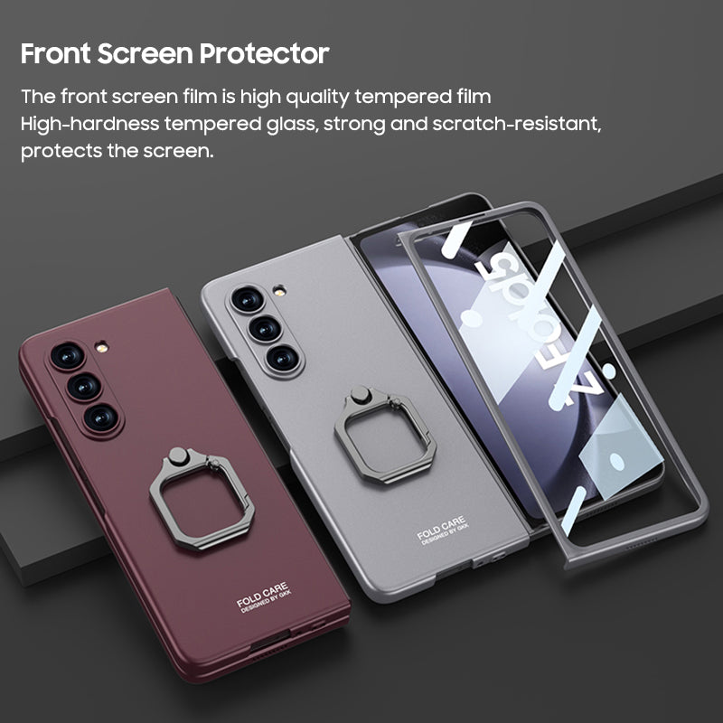 Matte Texture Ring Holder Case For Galaxy Z Fold Series