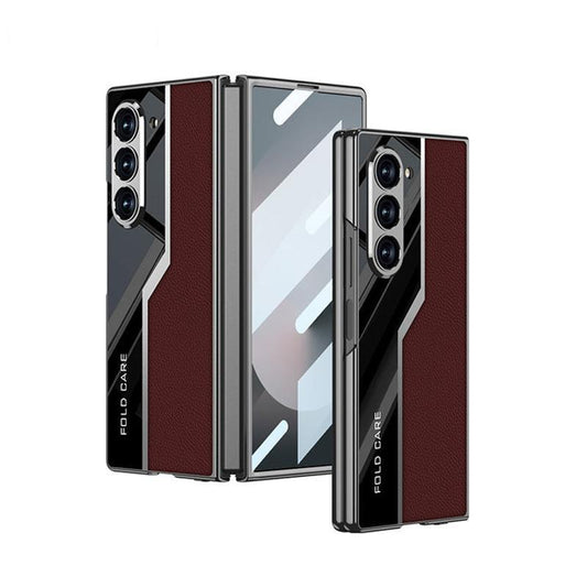 Business Electroplated Leather Case For Galaxy Z Fold 6