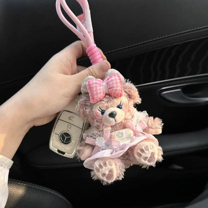 Rose Bear Plush Keychain with Cute Skirt and Bow