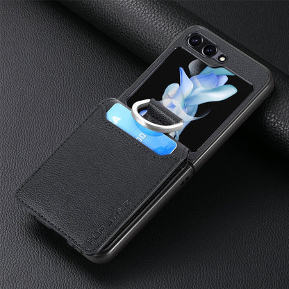 Card Holder Folding Leather Case For Galaxy Z Flip Series