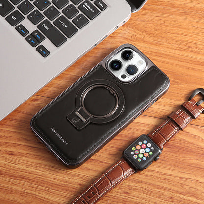 iPhone MagSafe Series | Integrated Magnetic Ring Business Leather Case