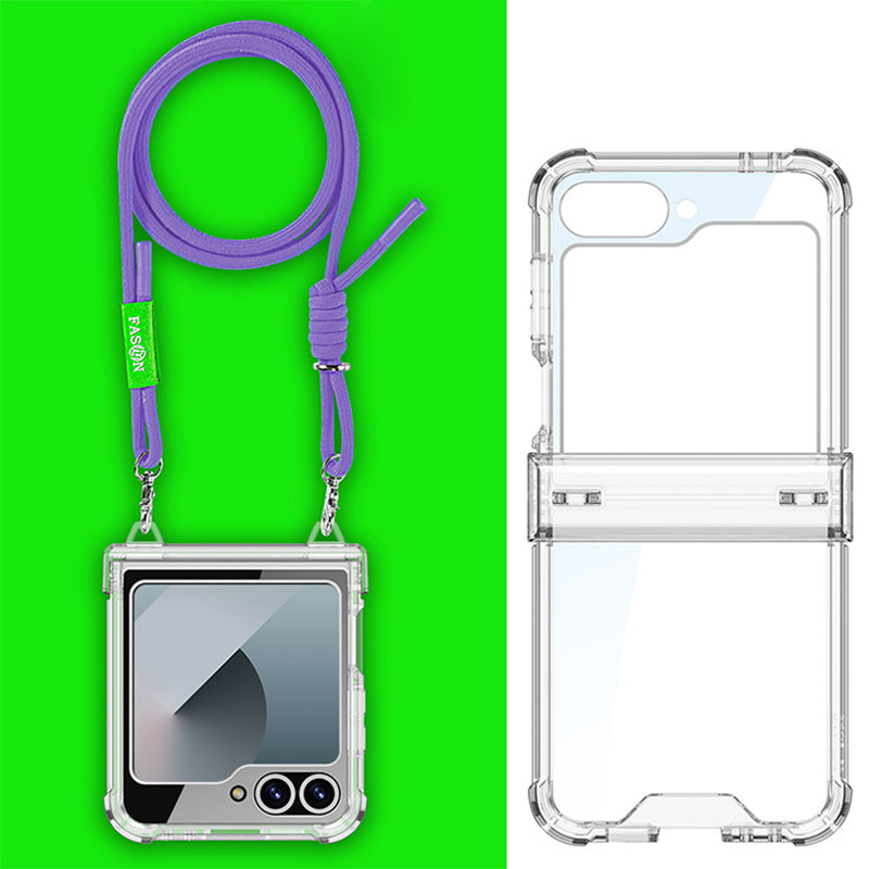 Adjustable Lanyard Transparent Case For Galaxy Z Flip 6