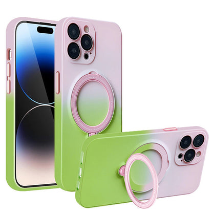 iPhone MagSafe Series | Gradient Rotating Stand Frosted Mobile Phone Case