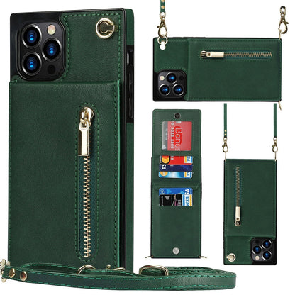 iPhone Series | Crossbody Cell Phone Leather Case with Zipper Card Holder Design