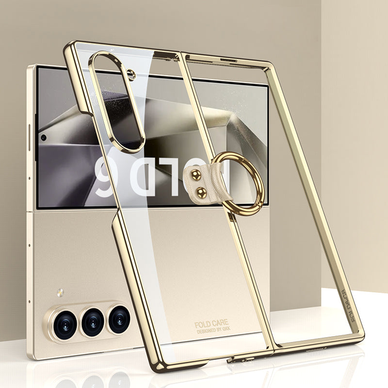 Transparent Electroplated Mobile with Ring For Galaxy Z Fold Series