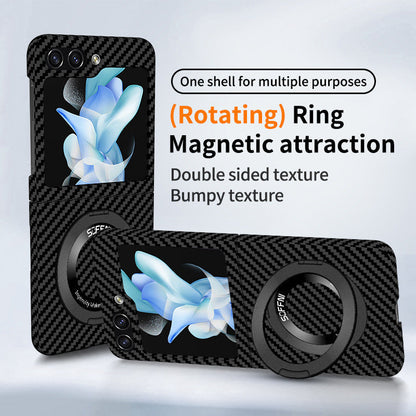 Rotating Magnetic Ring Carbon Fiber Case For Galaxy Z Flip Series